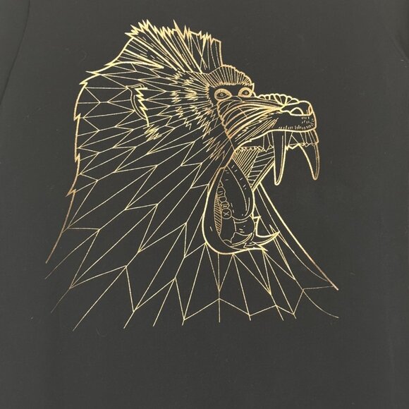 ElevenParis Black Mini Dress EU 38 US 8 Baboon Gold Graphic Streetwear Edgy - Picture 2 of 6